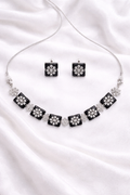 Purple American Diamond Necklace Set for Women | Silver Plated CZ Floral Party, Wedding & Festive Jewelry with Matching Stud Earrings
