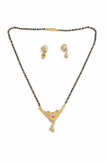 Gold-Plated Traditional Mangalsutra Set with American Diamond, Ruby Stone and Matching Jhumki Earrings for Women