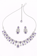 Lavender Teardrop Crystal Necklace Set with Earrings