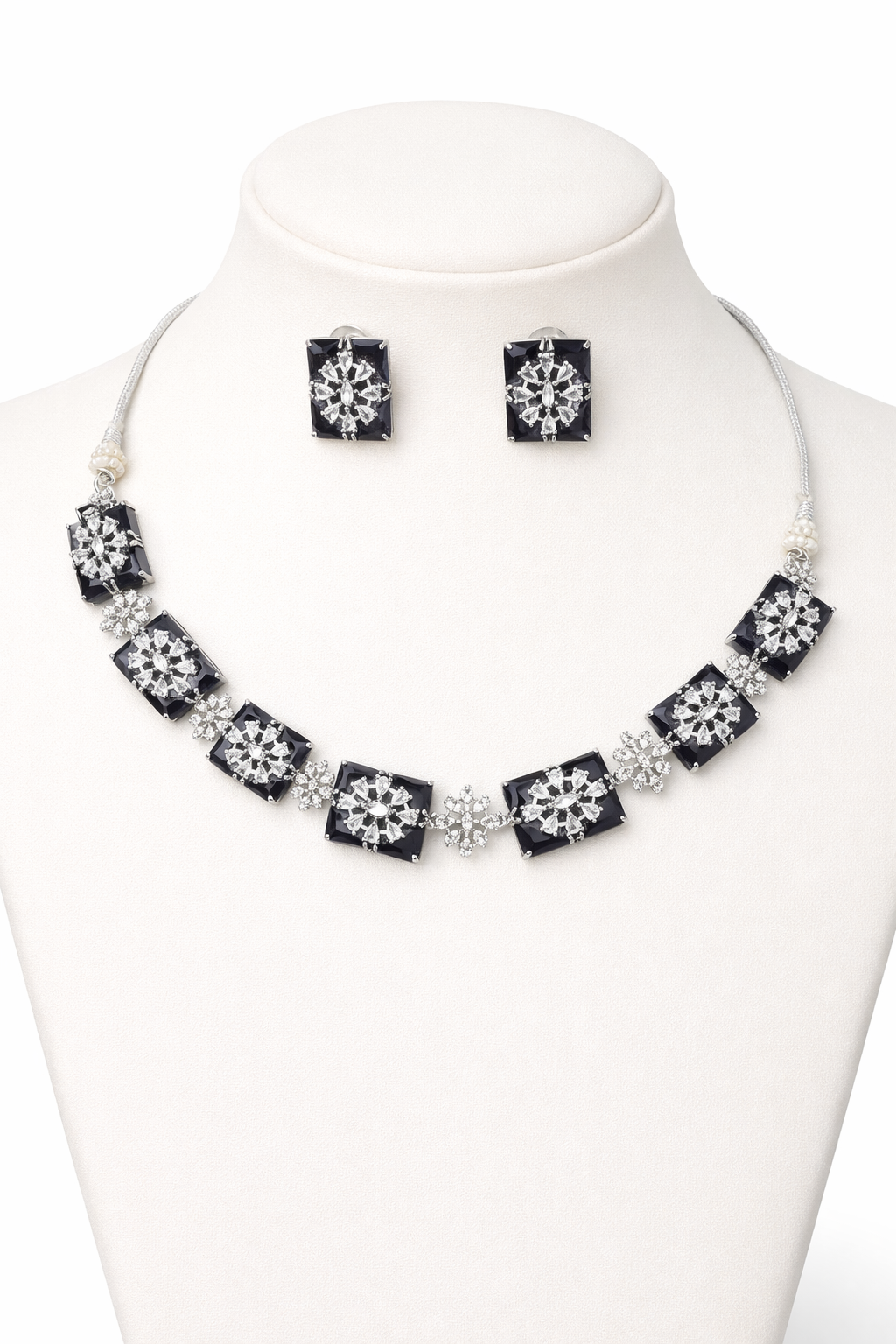 Purple American Diamond Necklace Set for Women | Silver Plated CZ Floral Party, Wedding & Festive Jewelry with Matching Stud Earrings