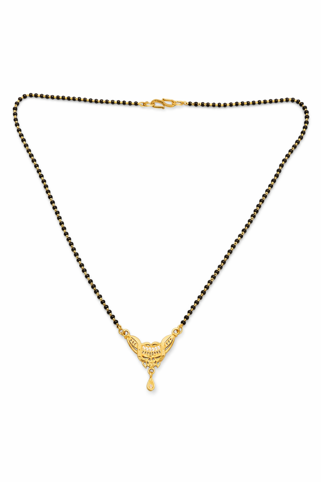 Gold-Plated Traditional Mangalsutra with CZ Accent Pendant for Women