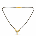 Gold-Plated Black Enamel Mangalsutra with Elegant V-Shape Pendant for Women
