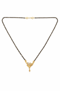 Gold-Plated CZ Peacock-Inspired Mangalsutra with Teardrop Pendant for Women