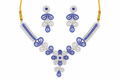 Blue Stone Floral Necklace Set with Dual Tone Design and Earrings
