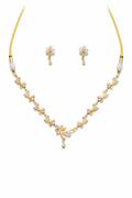 Stylish Gold Tone Necklace Set with Hanging Drop Earrings