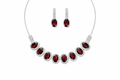 Red Stone AD Necklace Set with Oval Halo Design and Earrings