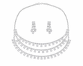Layered Crystal Fringe Necklace Set with Drop Earrings