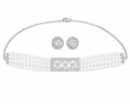 Pearl Choker Necklace Set with Floral AD Centerpiece