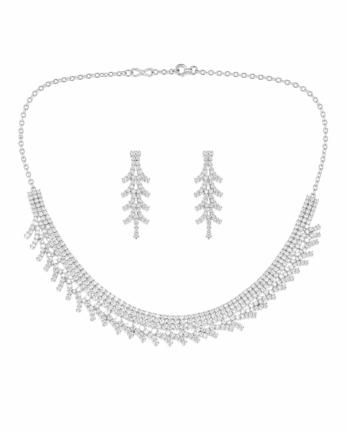 Elegant Silver Branch Design Necklace Set for Women