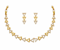 Geometric Triangle Gold Necklace Set with Drop Earrings