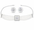 Pearl Choker Necklace Set with AD Stone Earrings
