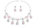 Pastel Floral Drop Necklace Set with Teardrop Earrings