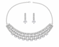 Premium Silver Stone Necklace Set with Baguette Design