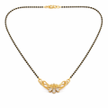 Gold-Plated Traditional Mangalsutra with American Diamond Floral Pendant and Black Beaded Chain for Women