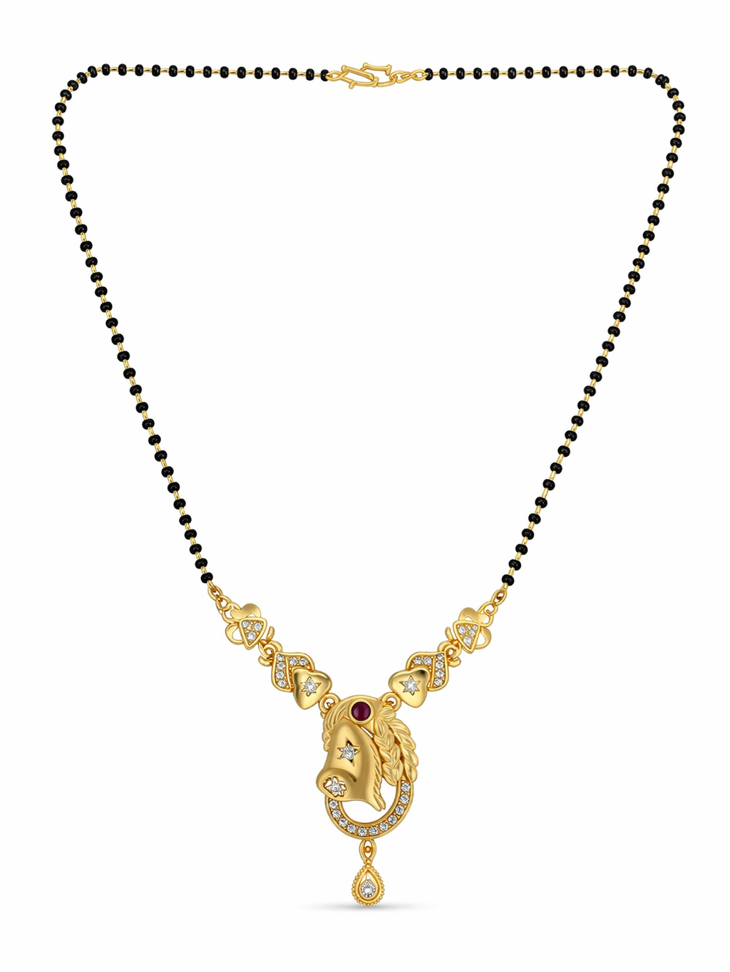 Gold-Plated Traditional Mangalsutra with American Diamonds and Elegant Pendant for Women