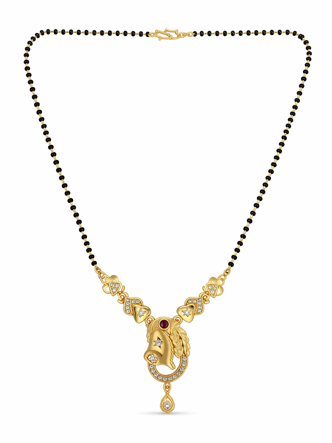 Gold-Plated Traditional Mangalsutra with American Diamonds and Elegant Pendant for Women