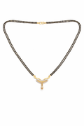 Gold-Plated Double Line Mangalsutra with American Diamond Pendant for Women