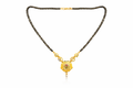 Gold-Plated Traditional Mangalsutra with American Diamonds, Black Beads and Pearl Drop for Women