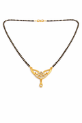 Gold-Plated Floral CZ Mangalsutra with Teardrop Pendant for Women