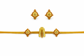 Traditional Gold Short Necklace Set with Stud Earrings