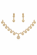 Elegant Gold Tone Necklace Set with Cushion Cut Crystal Design