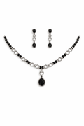 Elegant Black Crystal Necklace Set with Drop Earrings