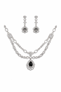 Black Stone Dual Layer Necklace Set with Designer Pendant