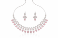 Pink Stone Crystal Necklace Set with Drop Earrings