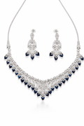 Elegant Silver Necklace Set with Blue Teardrop Stones