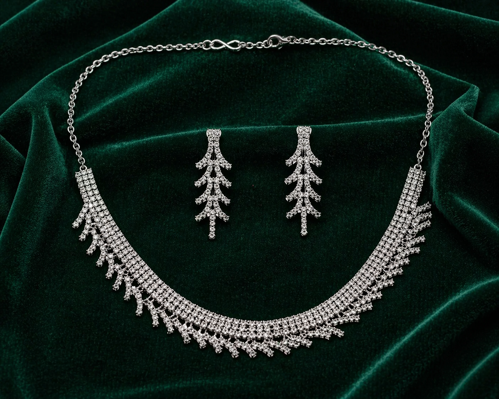 Elegant Silver Branch Design Necklace Set for Women