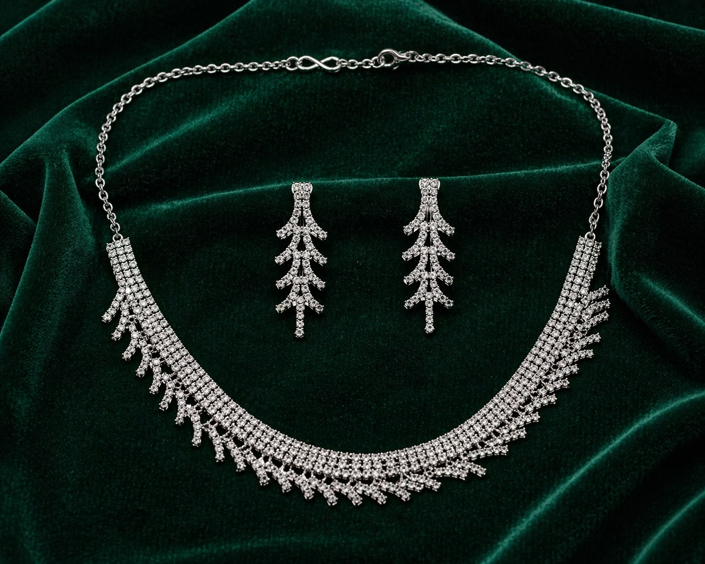 Elegant Silver Branch Design Necklace Set for Women