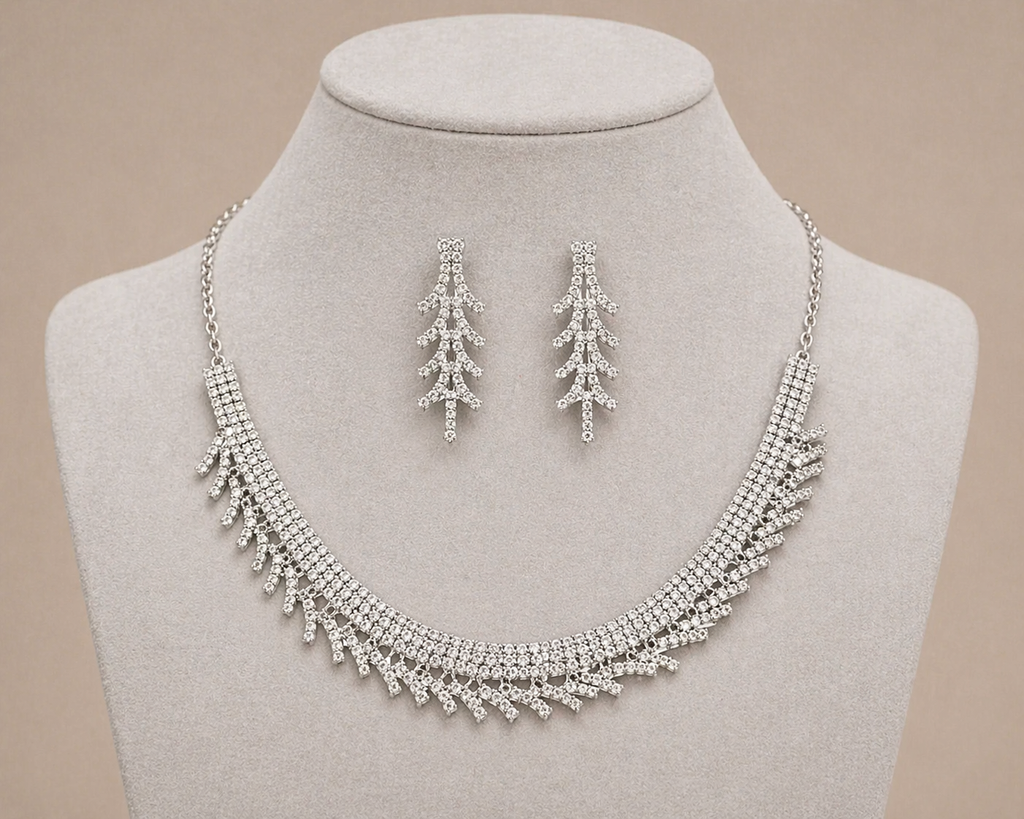 Elegant Silver Branch Design Necklace Set for Women