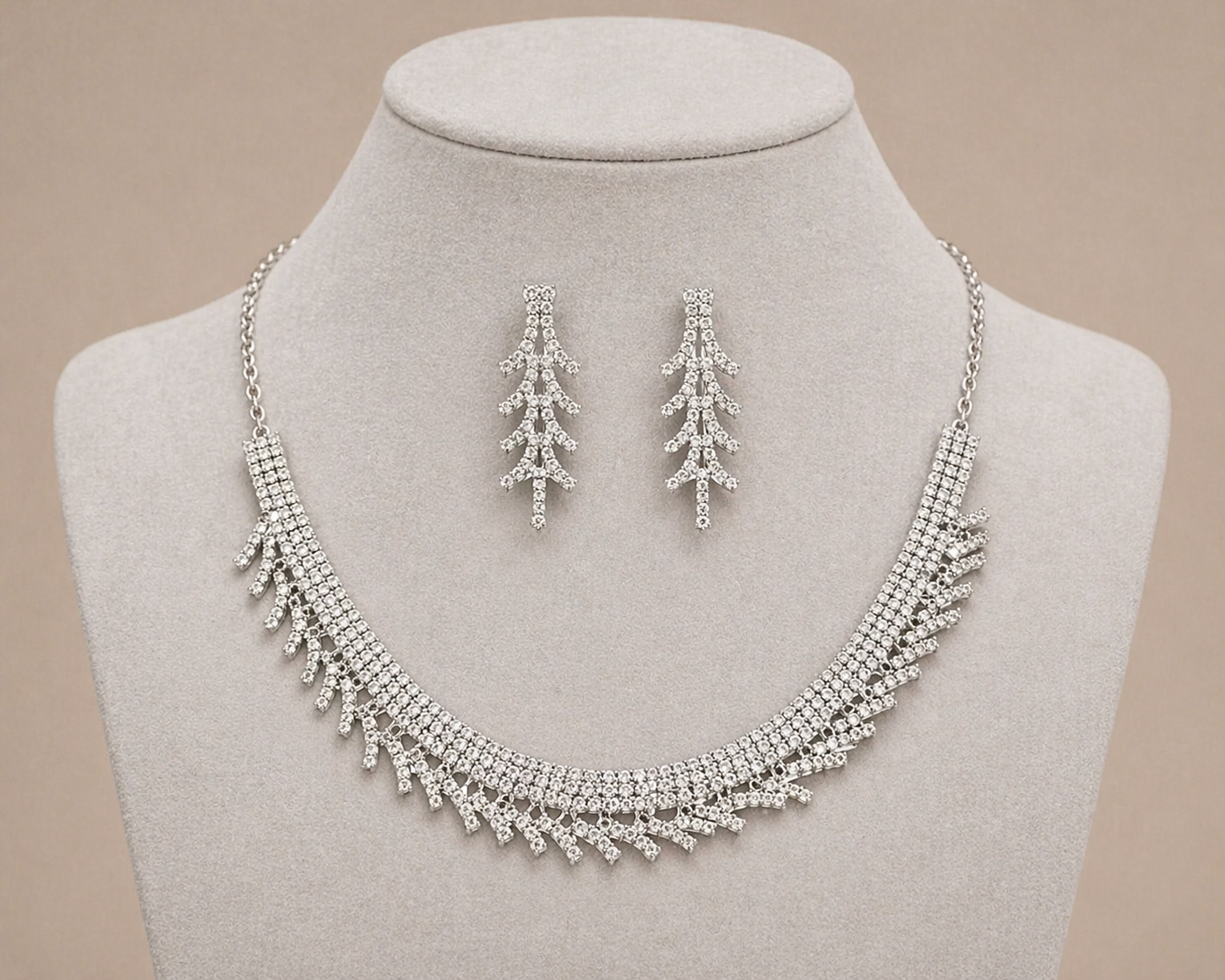 Elegant Silver Branch Design Necklace Set for Women