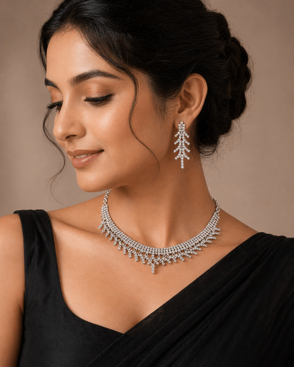 Elegant Silver Branch Design Necklace Set for Women