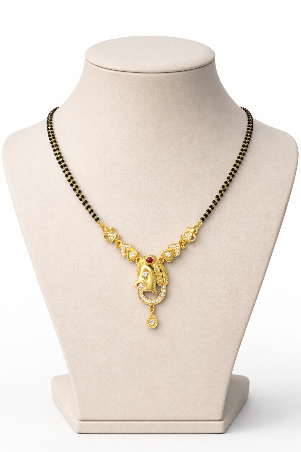 Gold-Plated Traditional Mangalsutra with American Diamonds and Elegant Pendant for Women