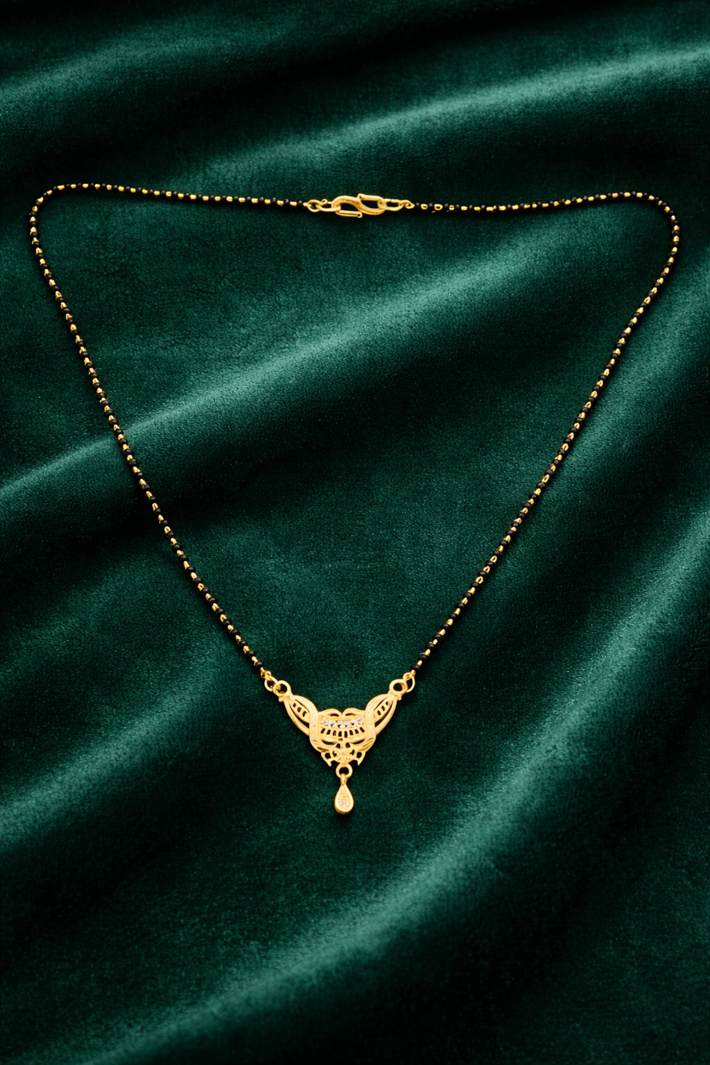 Gold-Plated Traditional Mangalsutra with CZ Accent Pendant for Women