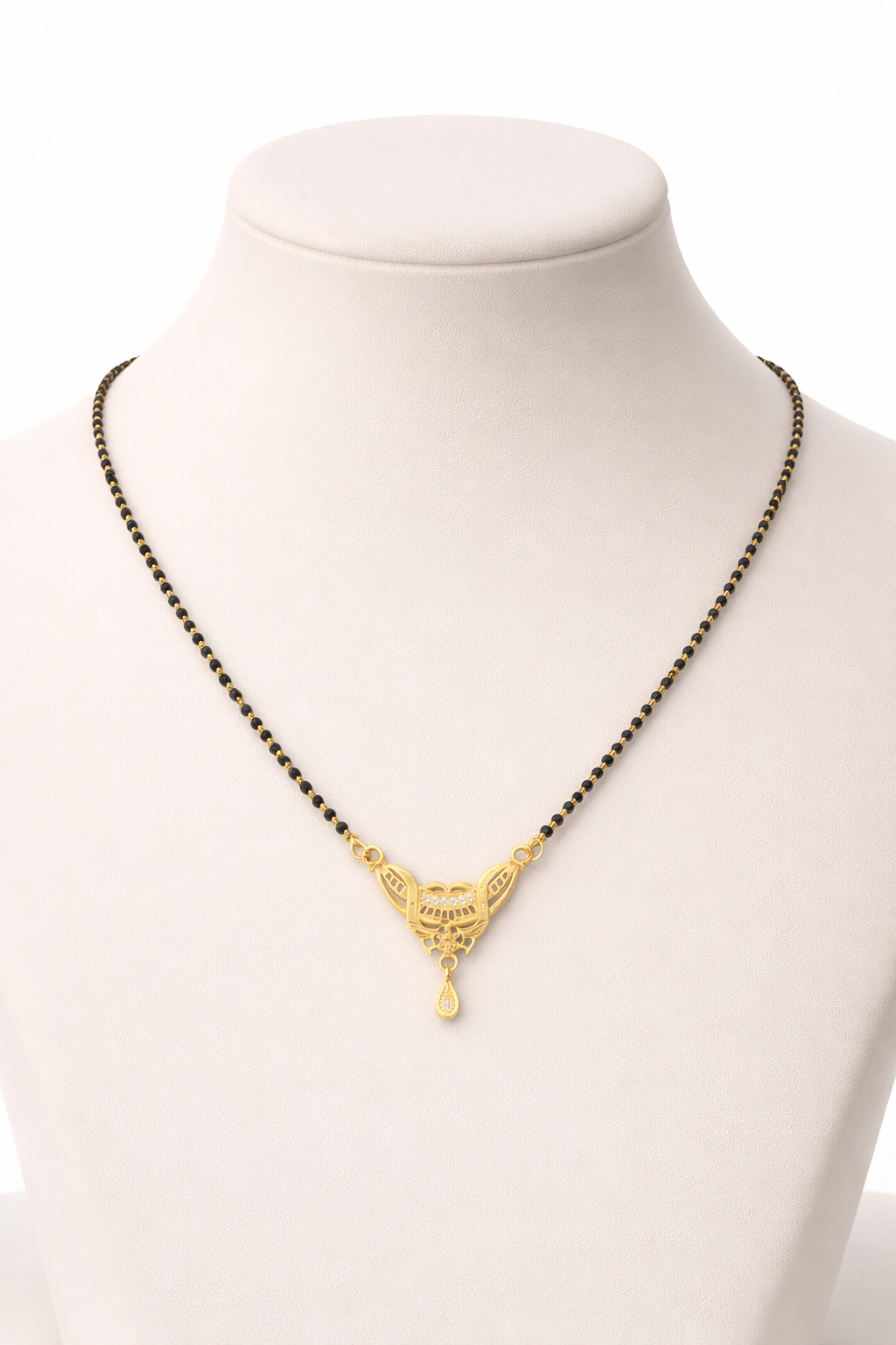 Gold-Plated Traditional Mangalsutra with CZ Accent Pendant for Women