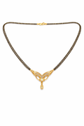 Gold-Plated CZ Mangalsutra with Elegant Leaf Design Pendant for Women