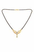 Gold-Plated CZ Mangalsutra with Round Solitaire Pendant and Teardrop Charm for Women