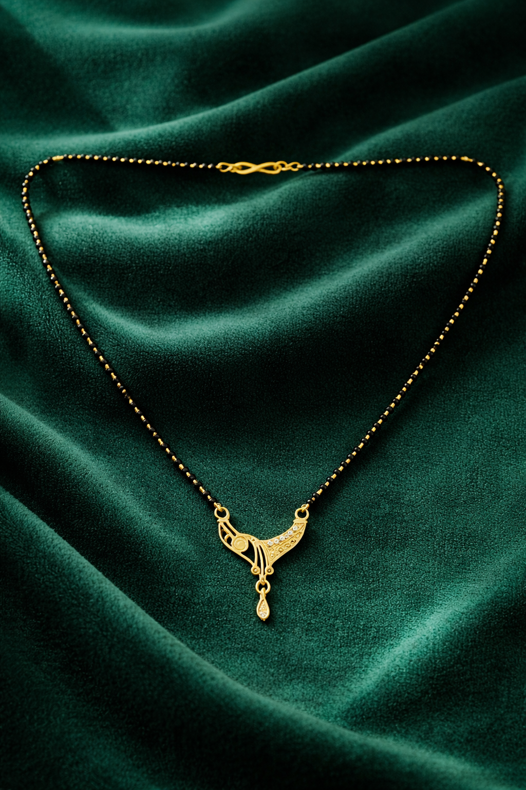 Gold-Plated Minimalist Mangalsutra with Elegant CZ Accent Pendant for Women