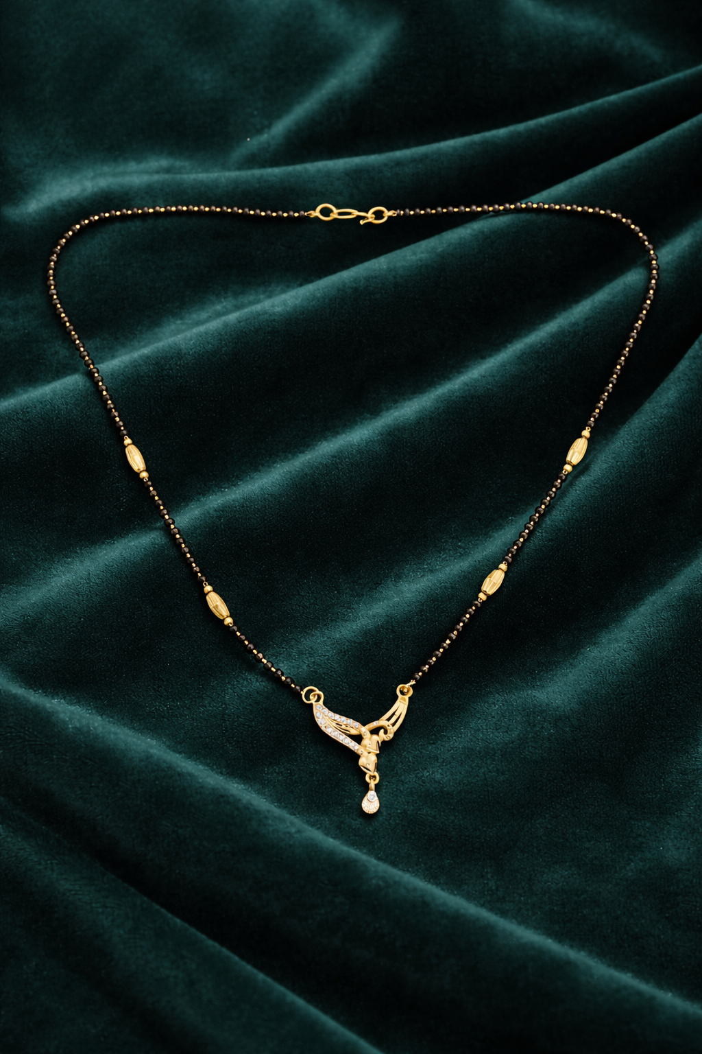 Gold-Plated Mangalsutra with American Diamond Wing Pendant for Women