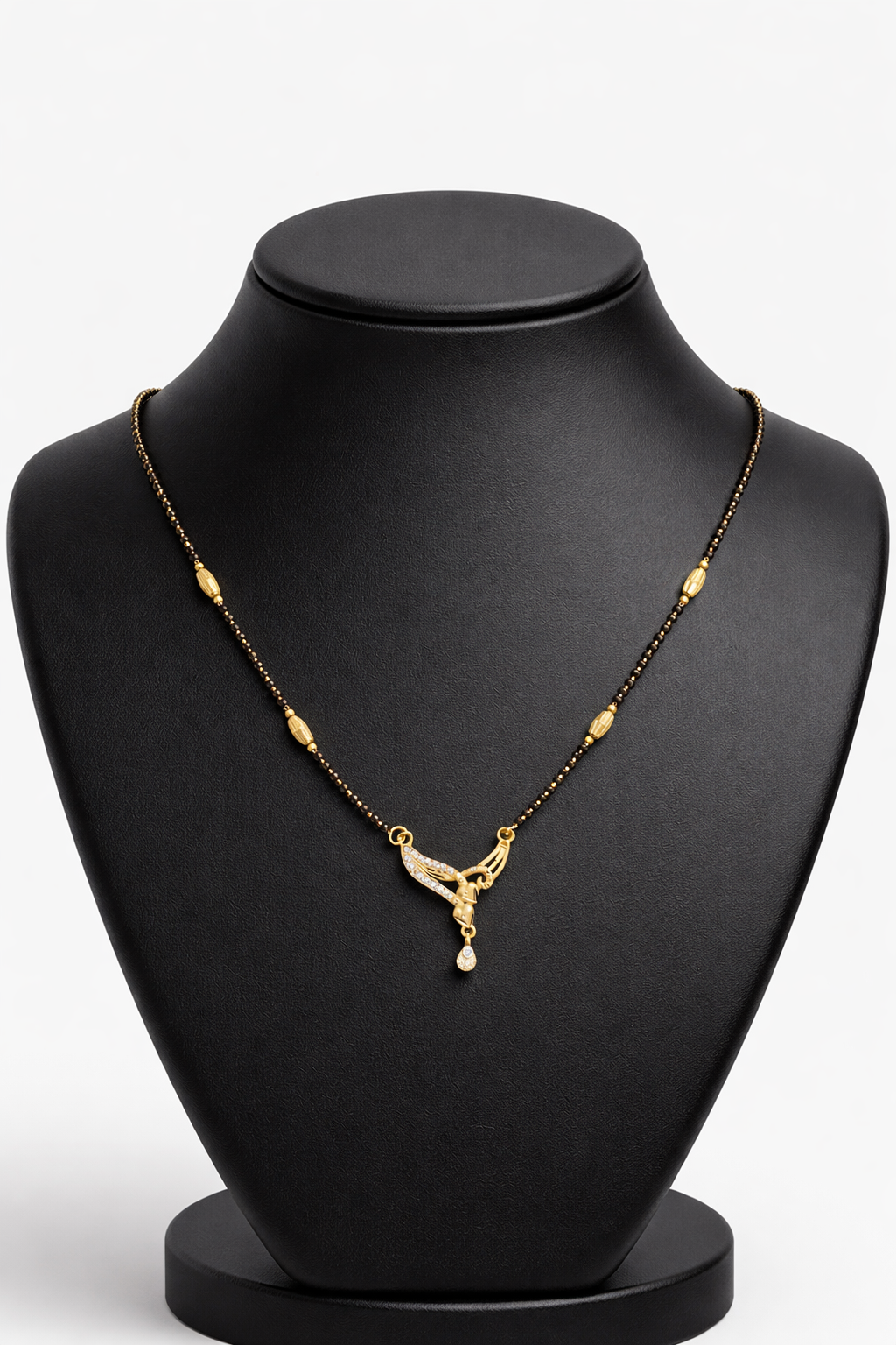 Gold-Plated Mangalsutra with American Diamond Wing Pendant for Women