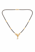 Gold-Plated Floral Leaf Mangalsutra with American Diamond Pendant for Women