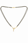 Gold-Plated Double Line Mangalsutra with American Diamond Pendant for Women