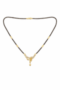 Gold-Plated Curved Designer Mangalsutra with American Diamond Drop Pendant for Women