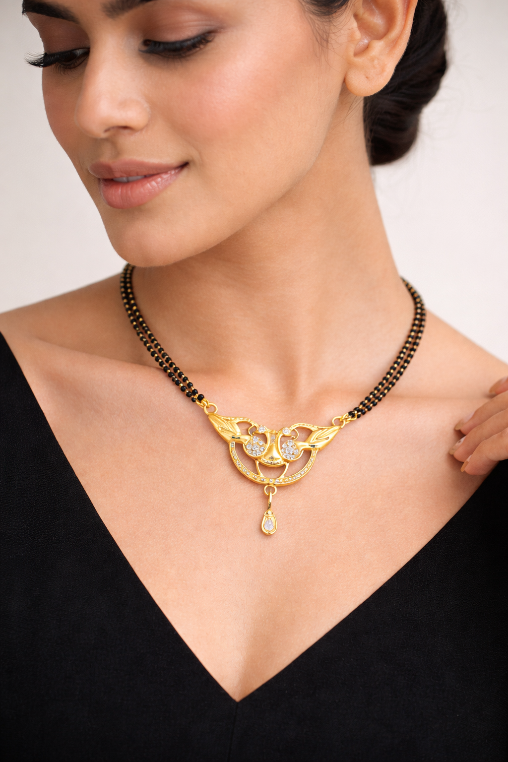 Elegant Gold-Plated Mangalsutra with Sparkling CZ Floral Pendant for Women