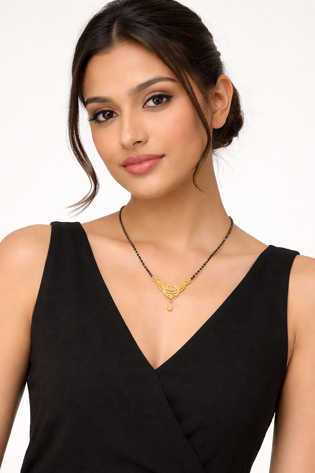 Gold-Plated Traditional Mangalsutra with CZ Accent Pendant for Women