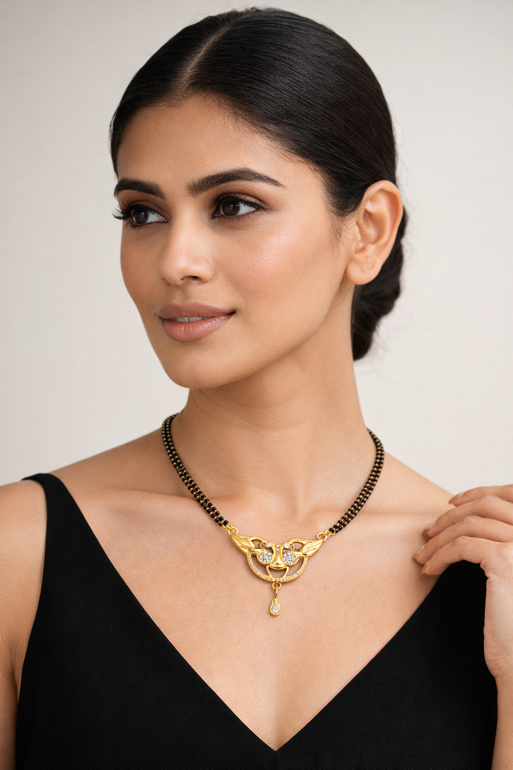 Elegant Gold-Plated Mangalsutra with Sparkling CZ Floral Pendant for Women
