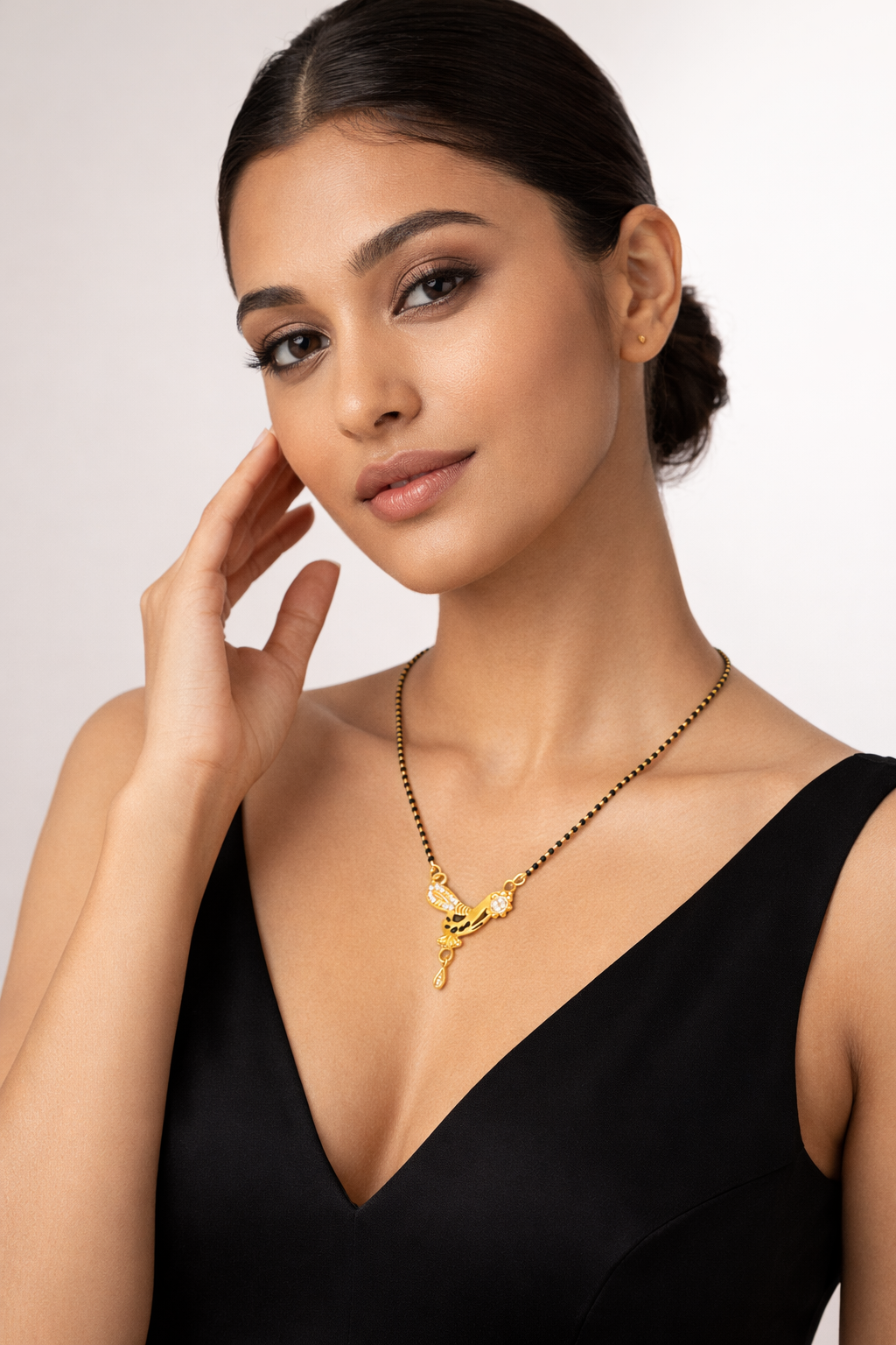 Gold-Plated Peacock Design Mangalsutra with CZ Stone Pendant for Women