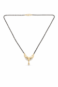 Gold-Plated Peacock Design Mangalsutra with CZ Stones and Teardrop Pendant for Women